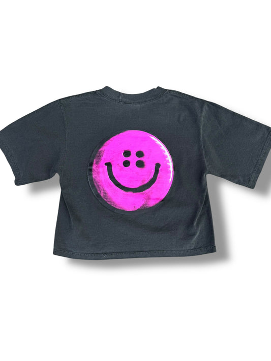 Pink Buttons Smiley Ladies' Crop Top