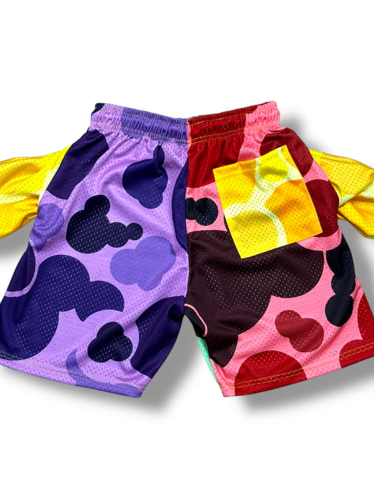 'What The Buttons' Camo Shorts
