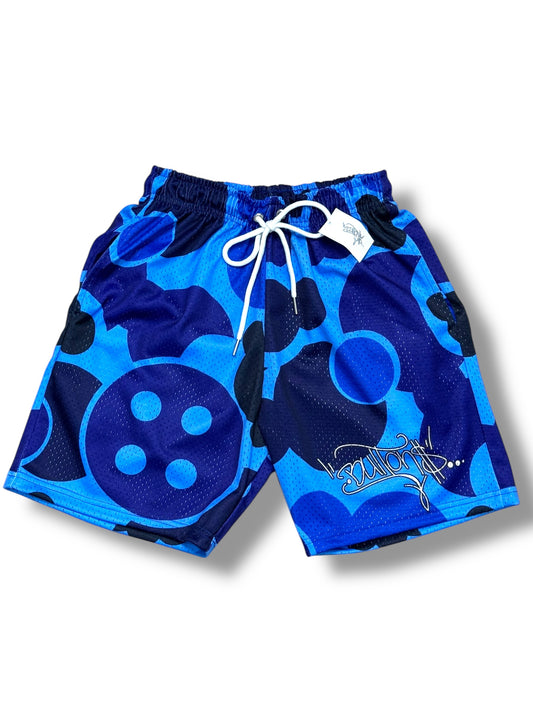 Blue Buttons Camo Shorts